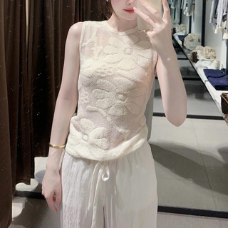 Zara made in Morocco đủ tag Áo gile trắng 2 lớp vải thanh lịch