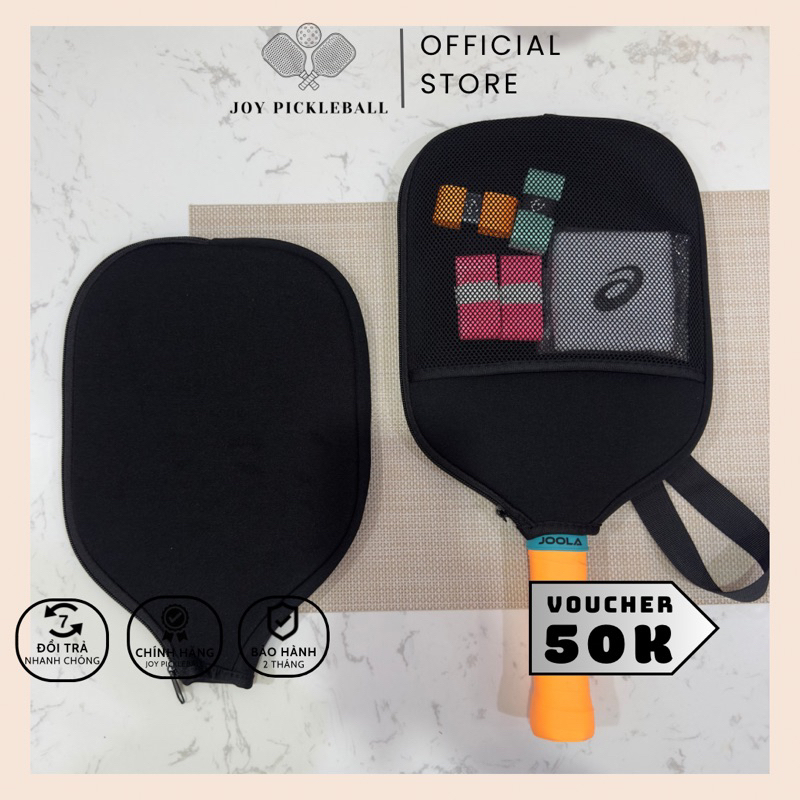 [HỎA TỐC] 𝐁𝐚𝐨 𝐋𝐮̛𝐨̛́𝐢 𝐜𝐨́ 𝐌𝐨́𝐜 𝐓𝐫𝐞𝐨 đựng vợt PICKLEBALL, Bao Vợt bảo vệ mặt vợt ngăn lưới có quai treo, Bao đen trơn