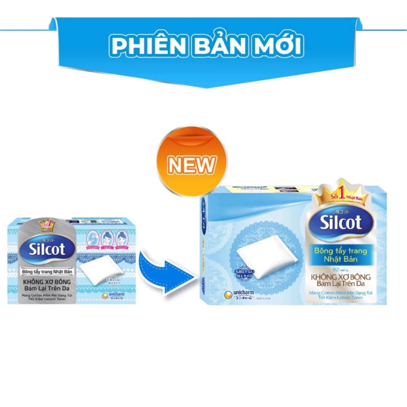 Bộ 6 Bông trang điểm (bông tẩy trang) Silcot 82 miếng/hộp