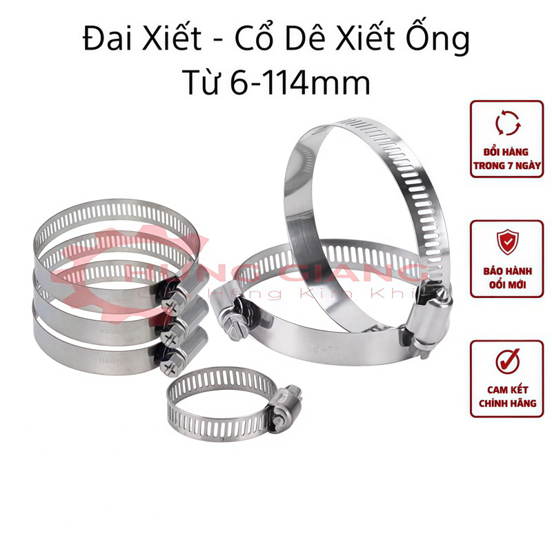 10 Cổ dê xiết ốc - Đai xiết ống ∅13 ∅16 ∅19 ∅21 ∅34 ∅42 ∅48 ∅60 ∅90