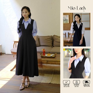 Váy Tuýt Si Miolady Tay Lỡ Cổ Sơ Mi Dáng A – Nhẹ Thoáng Che Bụng Đi Làm Đi Chơi VA002