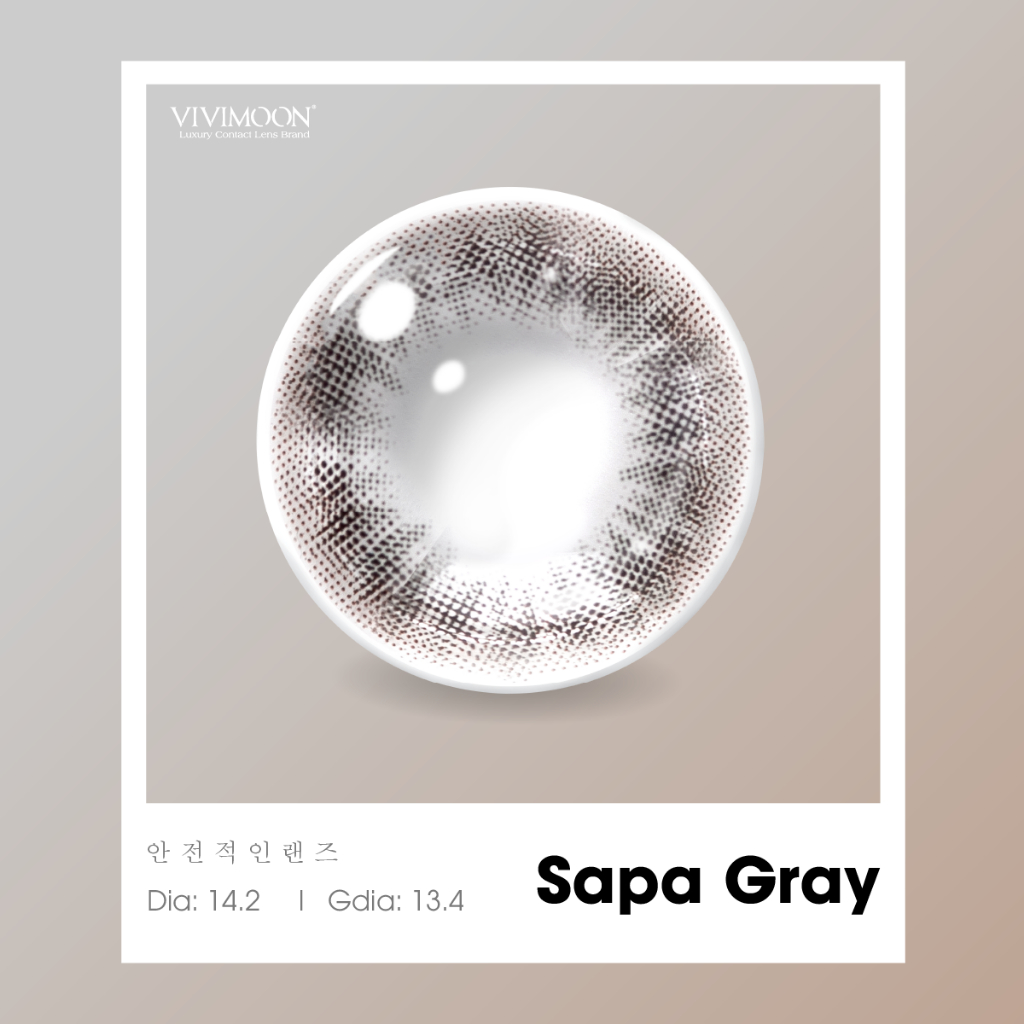Lens cận xám đậm giãn nhẹ cho mắt thở Sapa Gray Vivimoon 6 tháng | BigBuy360 - bigbuy360.vn