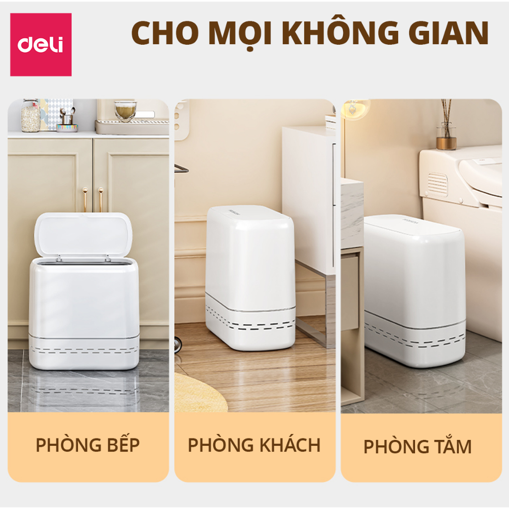 [TẶNGTÚI RÁC] Thùng Rác Nắp Bật Nhấn Nút 15L DELIxVUSIGN chống thấm khử mùi thiết kế thích hợp phòng khách phòng tắm bếp