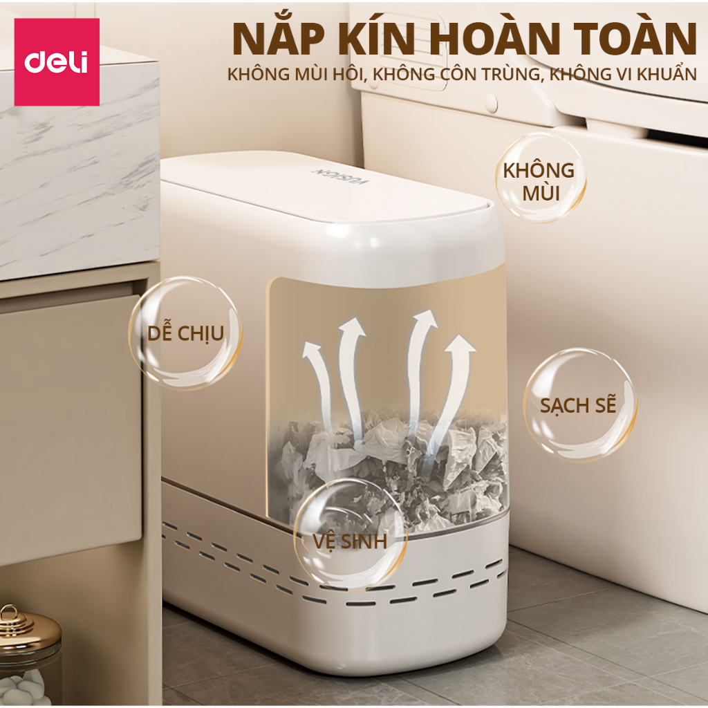 [TẶNGTÚI RÁC] Thùng Rác Nắp Bật Nhấn Nút 15L DELIxVUSIGN chống thấm khử mùi thiết kế thích hợp phòng khách phòng tắm bếp