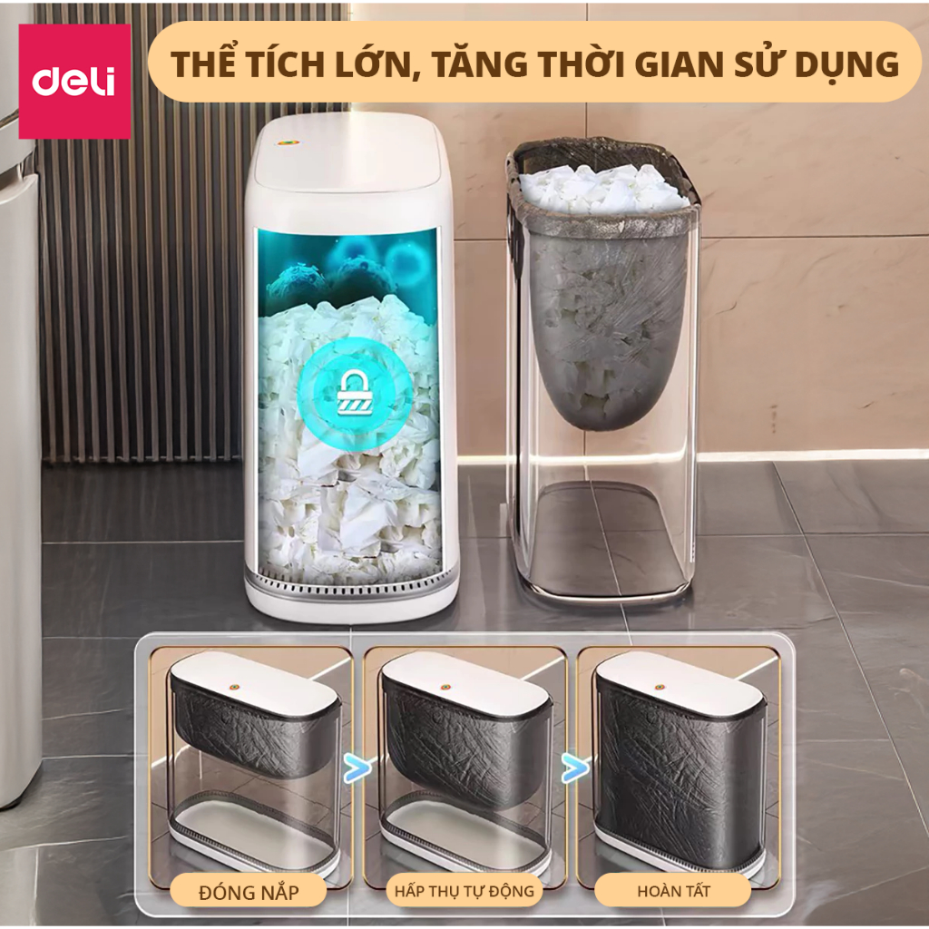 [TẶNGTÚI RÁC] Thùng Rác Nắp Bật Nhấn Nút 15L DELIxVUSIGN chống thấm khử mùi thiết kế thích hợp phòng khách phòng tắm bếp