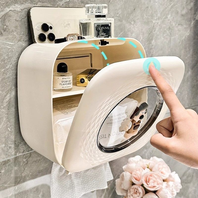 Hộp Đựng Giấy Cuộn Treo Tường Hình Thú – Có Ngăn Chứa Đồ, Nắp Bấm Chống Nước