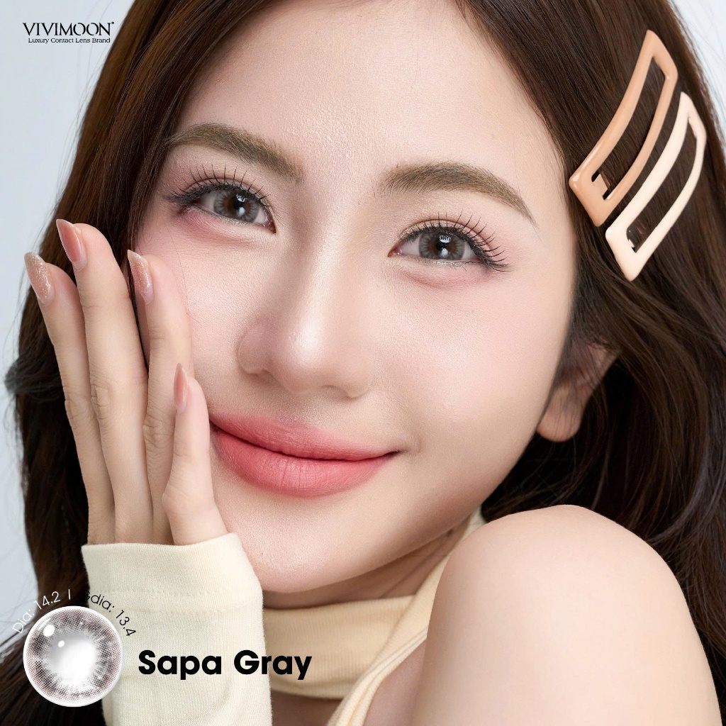 Lens cận xám đậm giãn nhẹ cho mắt thở Sapa Gray Vivimoon 6 tháng | BigBuy360 - bigbuy360.vn