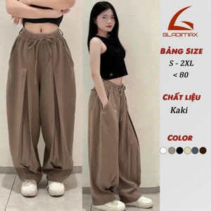 Quần Kaki158 Xếp Ly Ống Rộng Có Dây Rút GLADIMAX l Unisex Nam Nữ l Chất Vải Bền, Không Xù