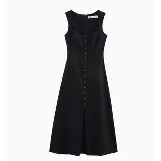 Đầm Zara made in Morocco lanh maxi xanh và đen không tay