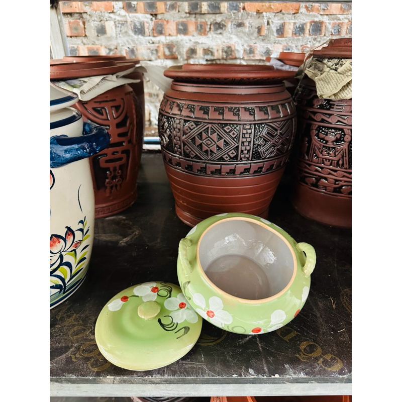 Âu Hũ Đựng Mỡ Đựng Muối Đựng Mẻ, Muối Dưa Muối Cà Muối Kimchi Hoạ Tiết Ngộ Nghĩnh Gốm Sứ Bát Tràng