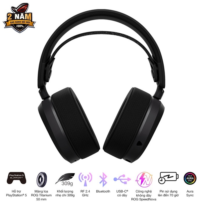 Tai nghe gaming không dây Asus ROG Pelta - Kết nối ba chế độ với Công nghệ SpeedNova - Led RGB