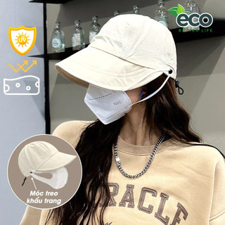 Mũ Chống Nắng Nửa Đầu Vành Rộng Có Móc Đeo Khẩu Trang Vải Cotton Thoáng khí Chống Tia UV