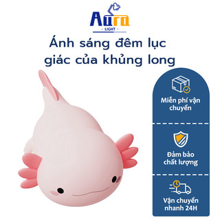 Đèn ngủ silicon khủng long 6 sừng - Quà tặng sinh nhật - Pin sạc 1200 mAh - Điều chỉnh độ sáng