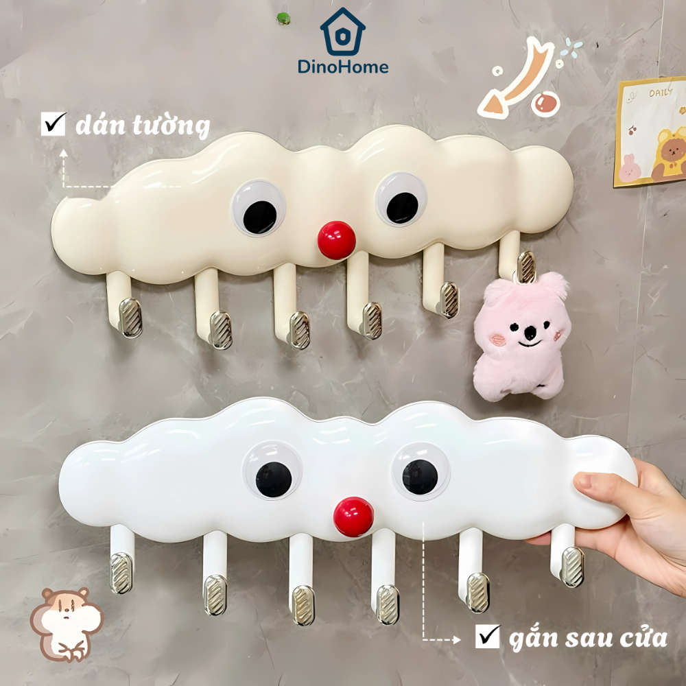 Móc Treo Quần Áo Gắn Cửa Hình Đám Mây Dễ Thương, Móc Treo Đồ Nhà Tắm Nhà Bếp Gắn Tường Đa Năng