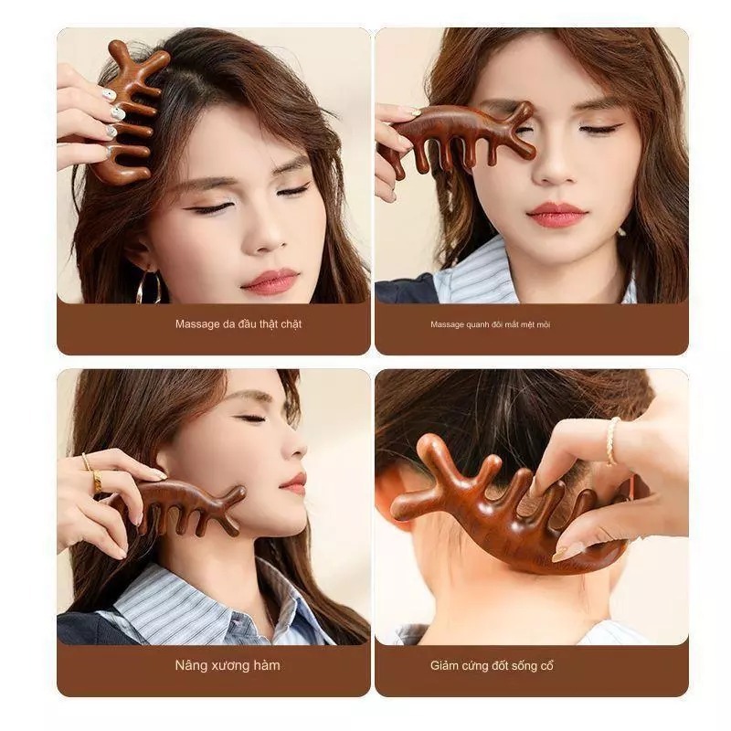Lược Tiêu Chuẩn - 🌈Patrackiy✨Lược Gỗ Đàn Hương Massage Đầu Cổ Vai Gáy