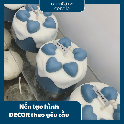 Nến Thơm Hình Bánh Ngọt Trái Tim Scentora Candle, Làm quà tặng sinh nhật, Trang trí, Decor phòng