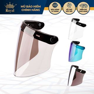 Kính thẳng che mặt Royal chắn gió nút bấm gắn mũ bảo hiểm xe máy 1/2 3/4