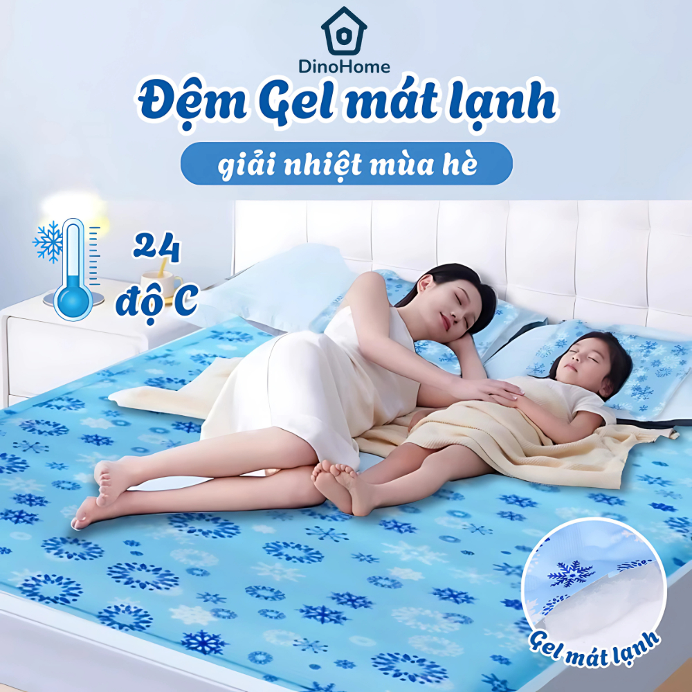 Đệm Gel Lạnh Làm Mát Giảm Nhiệt Mùa Hè DINOHOME, Thảm Nước Chất Liệu PVC Chống Thấm Nước Cao Cấp