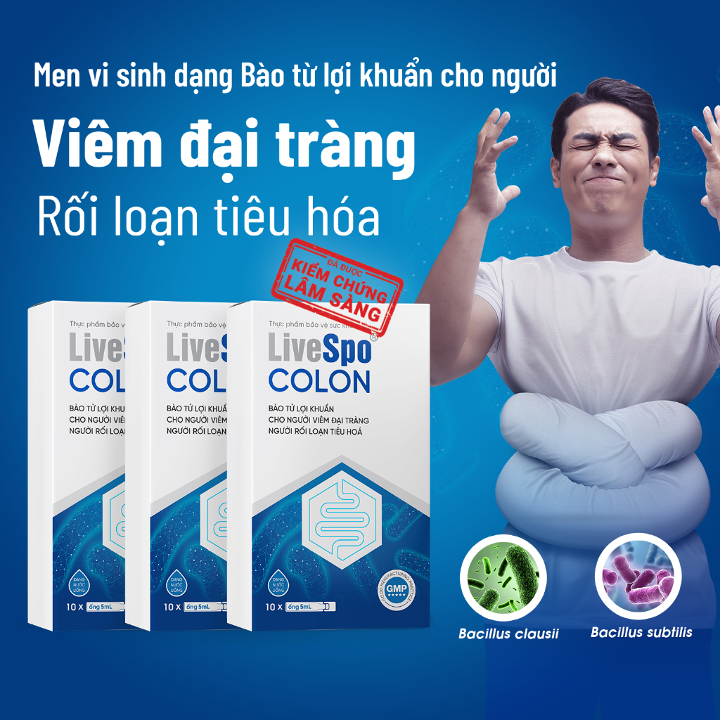 Combo 3 Hộp Bào tử lợi khuẩn LiveSpo Colon dùng cho Viêm Đại Tràng, Tiêu chảy, Táo bón(10 ống)