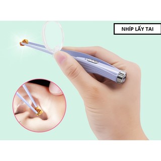 L1  Bộ ráy tai pin sạc  có đèn 7 món full box kem 2 kính lúp - chăm sóc tai cho bé yêu