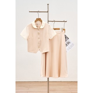 Áo Sơ Mi Nũ Croptop Tay Ngắn Áo Kiểu Dáng Ngắn Phối Màu LAMER L65D25Q004