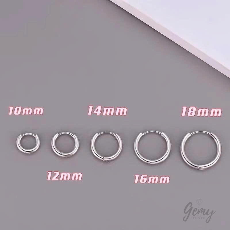 Khuyên tai nam bạc 925 khuyên tròn trơn dáng basic đeo hàng ngày (1 chiếc) | GEMY SILVER KN96