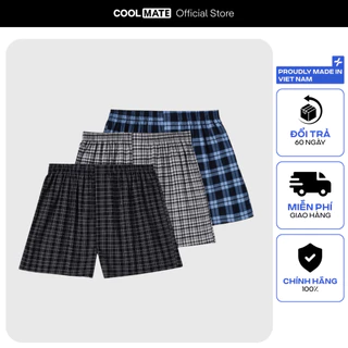 Combo Pack 3 quần mặc nhà Boxer short Coolmate basics kẻ sọc [MÀU NGẪU NHIÊN]