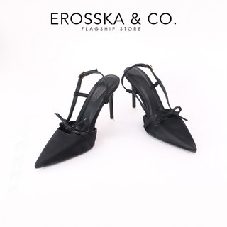 Erosska - Giày cao gót nữ mũi nhọn  phối nơ kiểu dáng thanh lịch sang trọng màu đen 10cm  - EH051