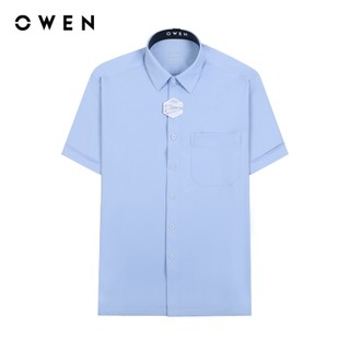 Owen - Áo sơ mi ngắn tay Body Fit AB230102NT màu xanh tím nhạt chất liệu Knit