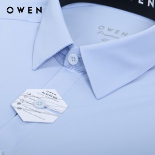 Owen - Áo sơ mi ngắn tay Body Fit AB230102NT màu xanh tím nhạt chất liệu Knit