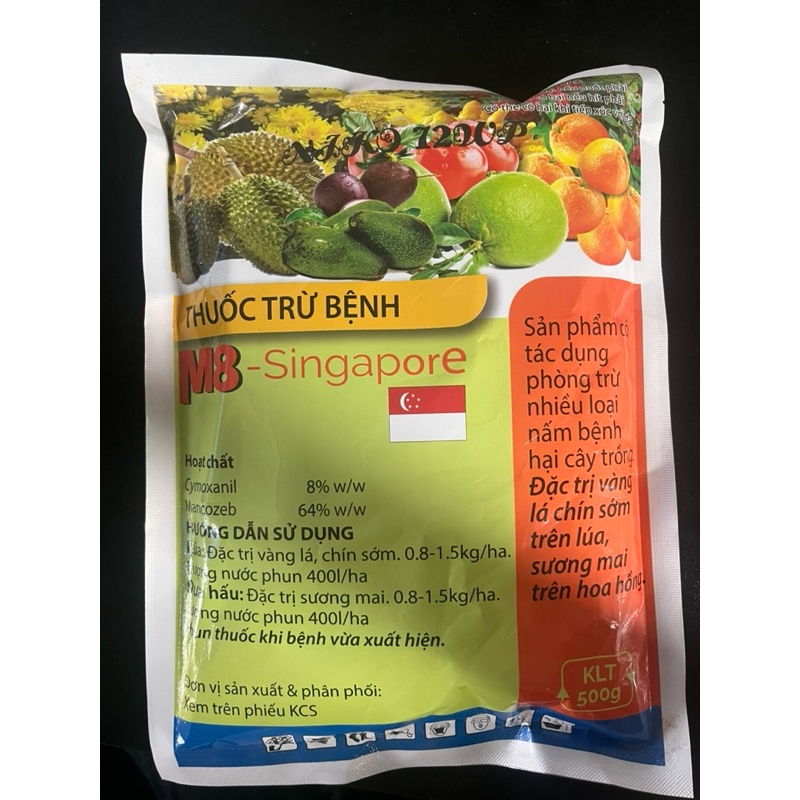 M8 Mancozeb Tri Vàng lá chín sớm gói 500g pha 1 Phuy 200lit nước