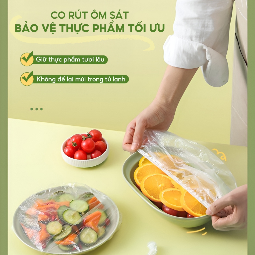 Màng bọc thực phẩm Topgia chất liệu PE co dãn miệng chun siêu dai an toàn tiện lợi túi 300 chiếc