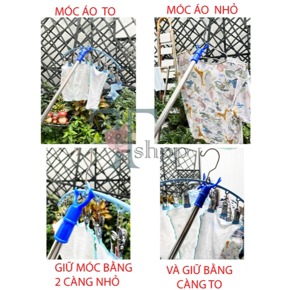Bộ Cây Lau Kính + Gạt Nước Kiếng + Quét Mạng Nhện + Móc Lấy Đồ Trên Cao Homeinno Cán Dài 1m4, 2m, 3m, 4m, 5m