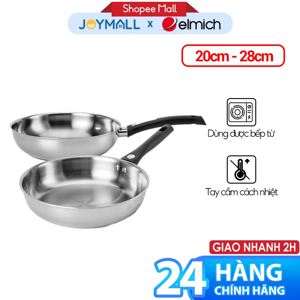 Chảo Inox Nguyên Khối Elmich Basic EL-2840IN EL-2842IN, Hàng Chính Hãng, Bắt Từ Mọi Bếp - JoyMall
