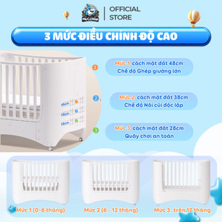 Nôi Cũi Nhựa Cho Bé Pakey Đa Năng 3 Chế Độ Tiện Lợi Chất Liệu Nhựa Nguyên Sinh Cao Cấp, Có Bánh Xe Di Chuyển Dễ Dàng
