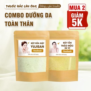 Combo bột dưỡng trắng toàn thân ( bột rửa mặt trắng da, bột thuốc bắc 24 vị tắm trắng, tẩy da chết)