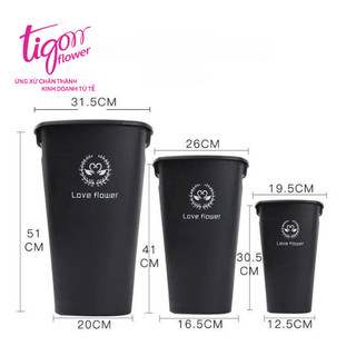 [XODENNHO] - Xô nhựa đen chữ nhỏ đựng hoa, lá, decor nhà cửa, cửa hàng size nhỏ (12.5x19.5x30.5cm)