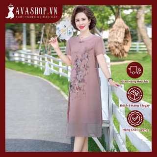 Đầm Voan Tay Ngắn Mùa Hè Thanh Lịch Cho Mẹ VH29