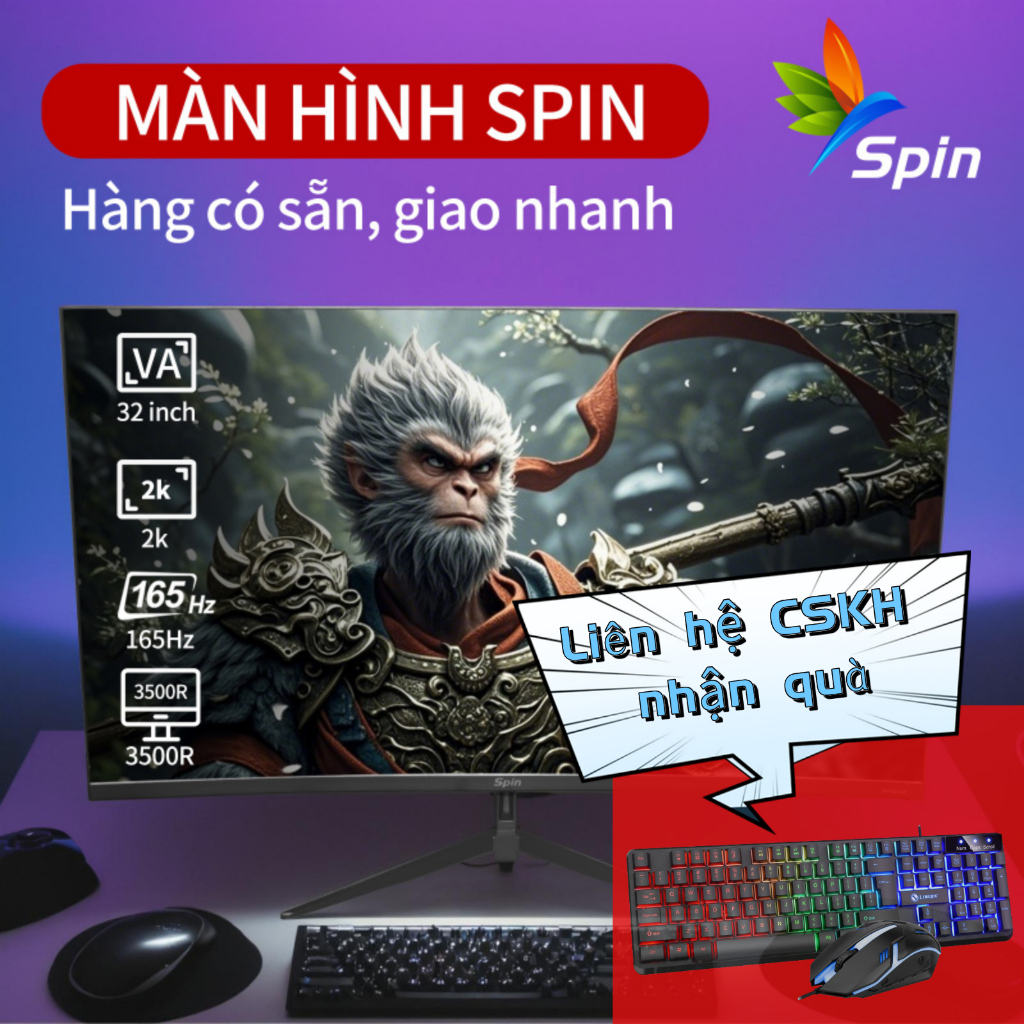 Spin Màn Hình Gaming Đỉnh Cao 32 Inch Tần số quét 165Hz Thời