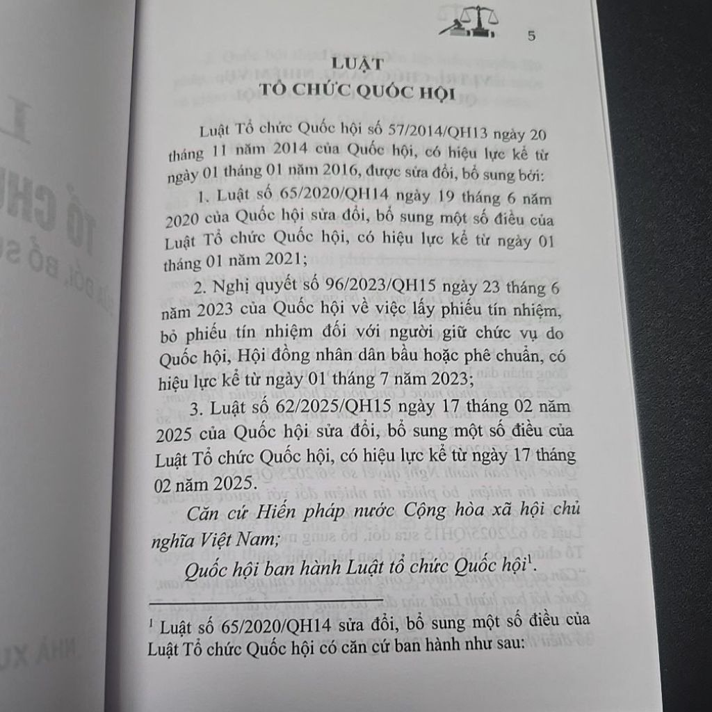 Sách LV2 - Luật tổ chức Quốc Hội (NXB Lao động)