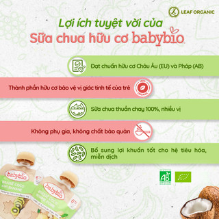Sữa chua dừa hữu cơ cho bé vị táo, lê Babybio 85g (≥ 6 tháng)