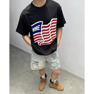 Áo thun MMESTLINE "US EMBROIDERY" form Boxy chất liệu Premium Cotton Thêu Chữ Xù Bông Cao Cấp