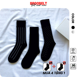 Tất vớ nam cổ cao họa tiết chấm bi, sọc, trơn đi giày tây phong cách Âu vintage chất cotton TV02