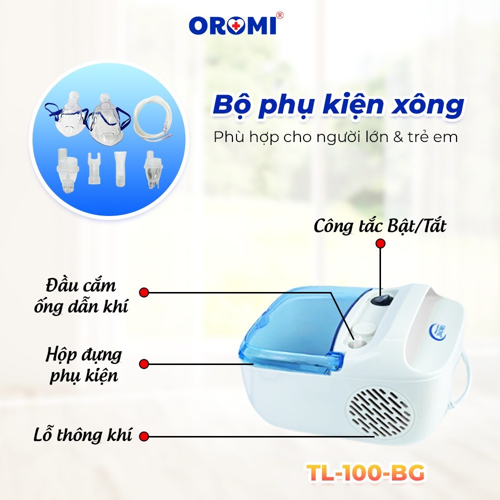 Máy xông khí dung OROMI TL-100-BG - Bộ khí dung dành cho trẻ em và gia đình