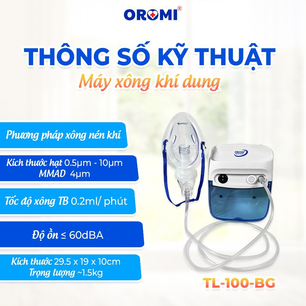 Máy xông khí dung OROMI TL-100-BG - Bộ khí dung dành cho trẻ em và gia đình