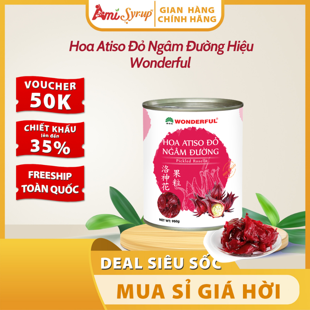 Hoa Atiso Đỏ Ngâm Đường Hiệu Wonderful - Hộp 950g