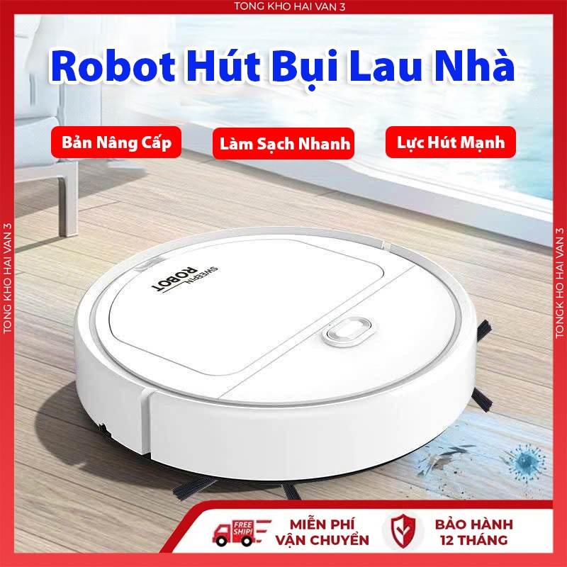 Robot hút bụi lau nhà NK02 dạng tròn có chức năng lau và điều khiển app