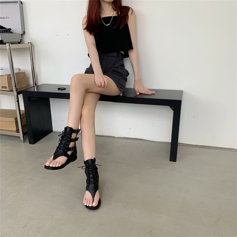 [Chính hãng] Giày boot chiến binh CAILUOYA xỏ ngón đế độn 4.5cm basic sang trọng, giày boot nữ LAL18