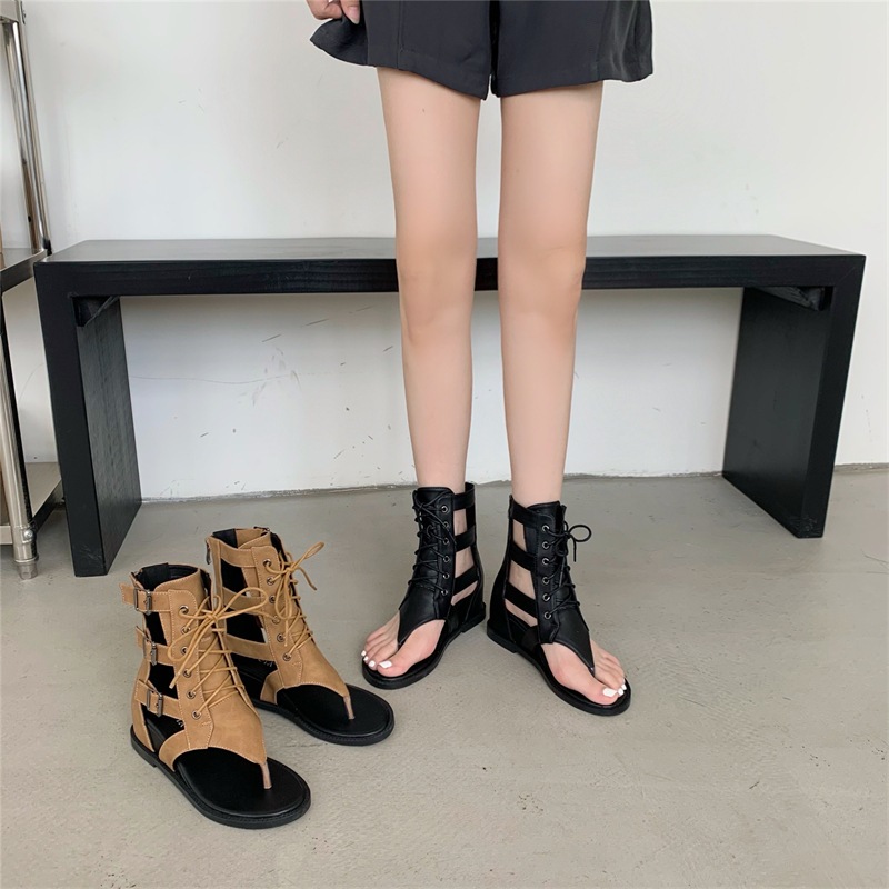 [Chính hãng] Giày boot chiến binh CAILUOYA xỏ ngón đế độn 4.5cm basic sang trọng, giày boot nữ LAL18
