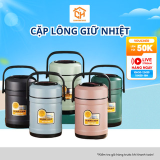 Hộp Cơm Giữ Nhiệt Inox 304 3 Ngăn Chống Tràn Dung Tích 1.5L–2L Có Quai Xách – Camhomeware